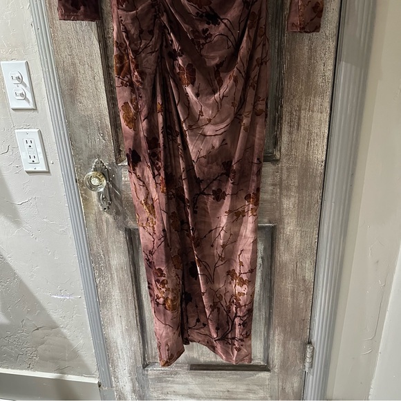 Lulu’s Dark Mauve Floral Velvet Maxi Dress - Picture 8 of 8